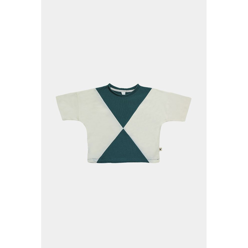 Panel Tee Green Ecru