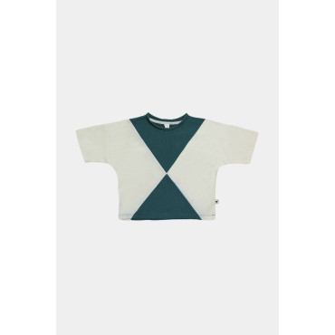 Panel Tee Green Ecru