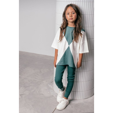Panel Tee Green Ecru