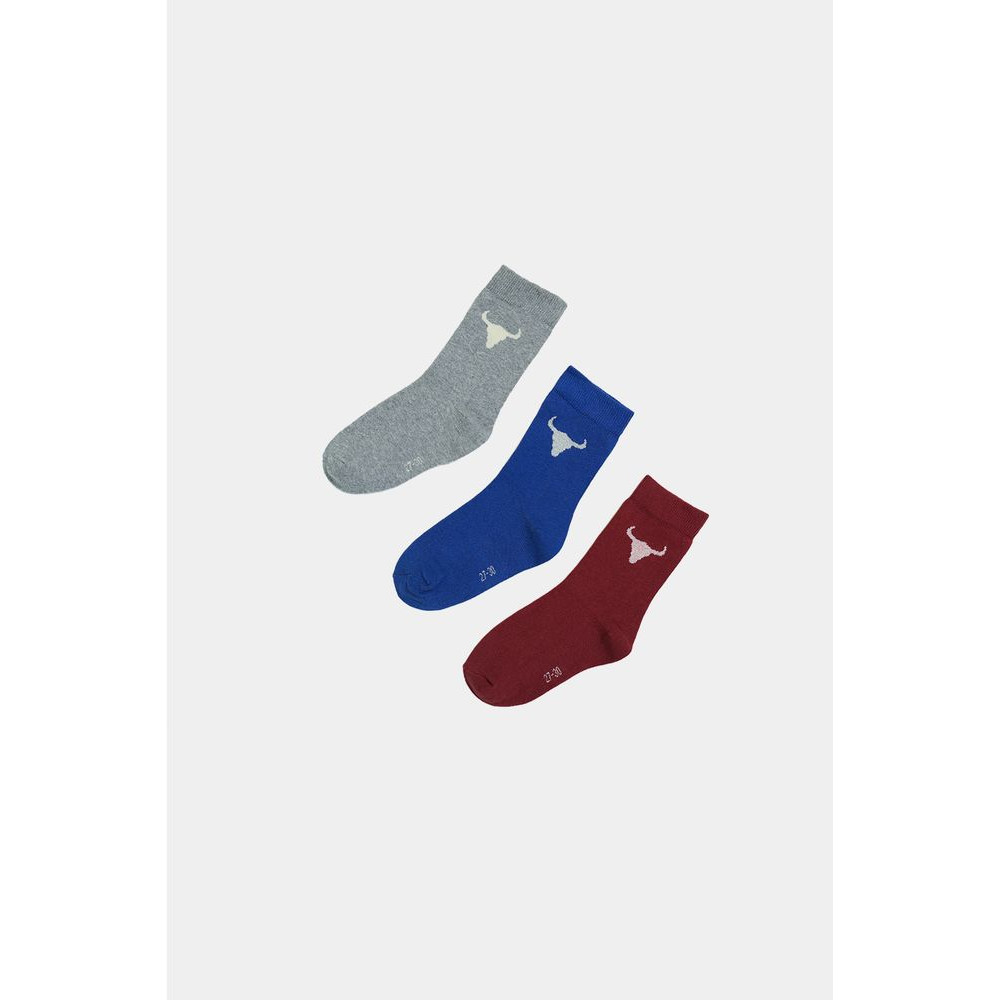 3 Pack Socks Purple Red Gray Marl