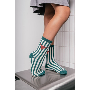 Striped Green Socks Short