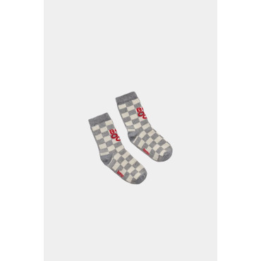 Skarpetki Checked Classic Booso Grey Marl Red