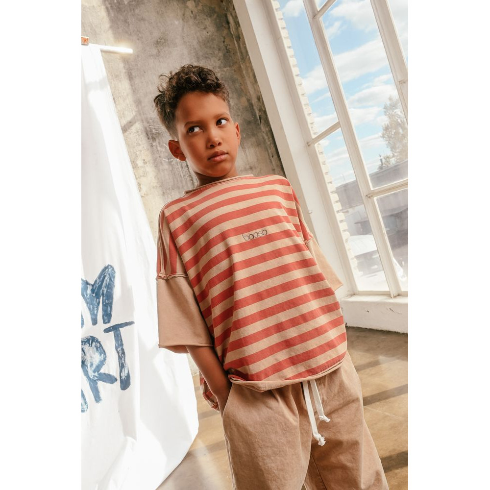 T-shirt Striped Beige Red
