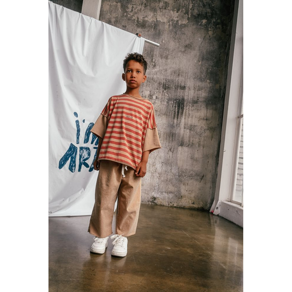 T-shirt Striped Beige Red