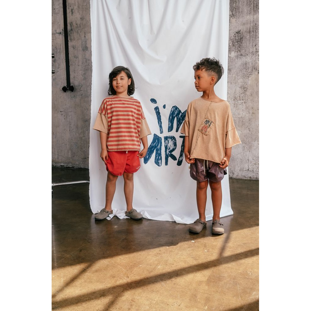T-shirt Striped Beige Red
