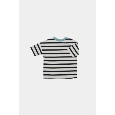 T-shirt w paski Black Ecru