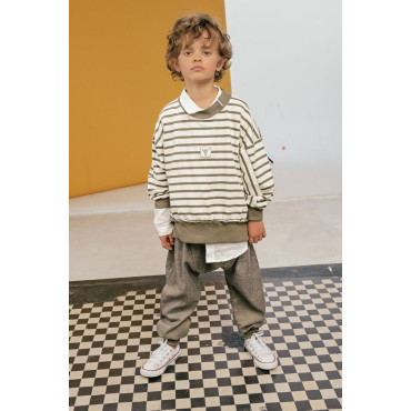 Bluza w paski Ecru Khaki
