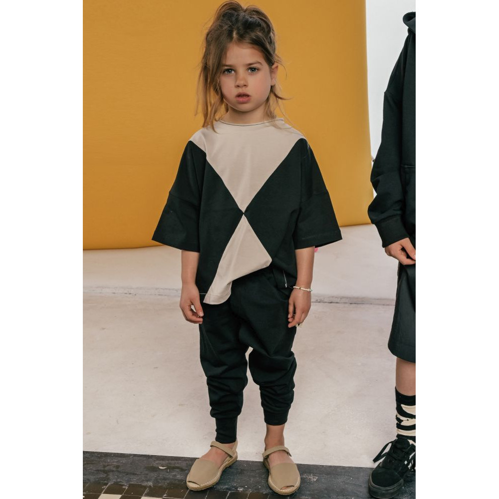 Panel Tee Beige Black