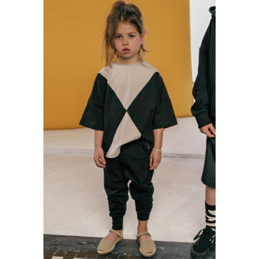 Panel Tee Beige Black