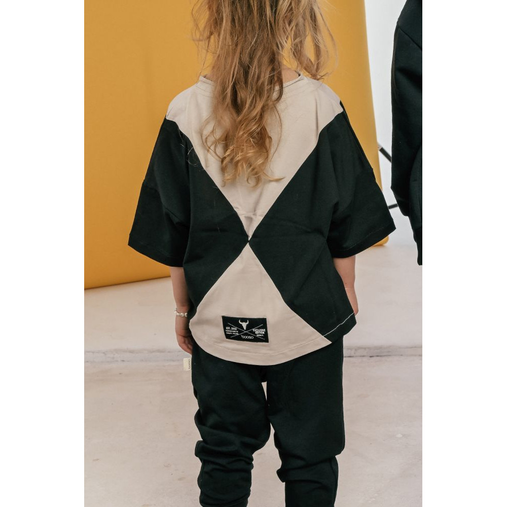 Panel Tee Beige Black
