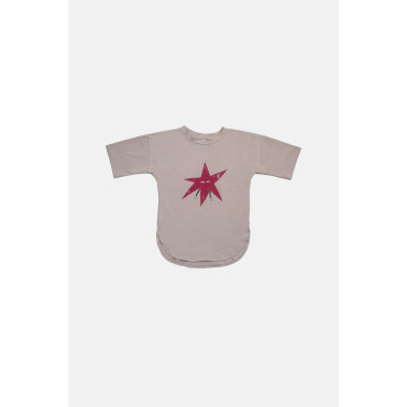 T-shirt long dusty pink red star