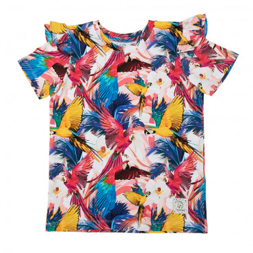 Pink Parrots T-shirt with frills