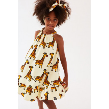 Bow Dress Yellow Giraffe