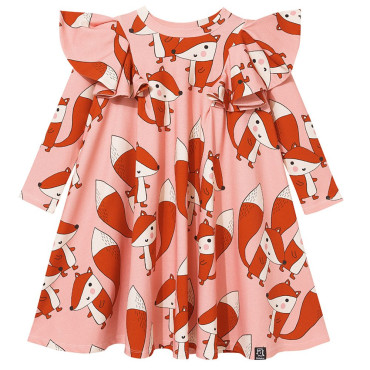 Pompom Dress Pink Foxes