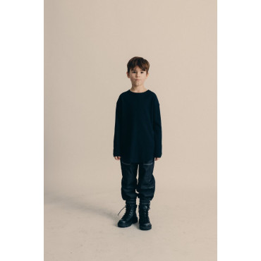 Longsleeve Prążkowany Czarny
