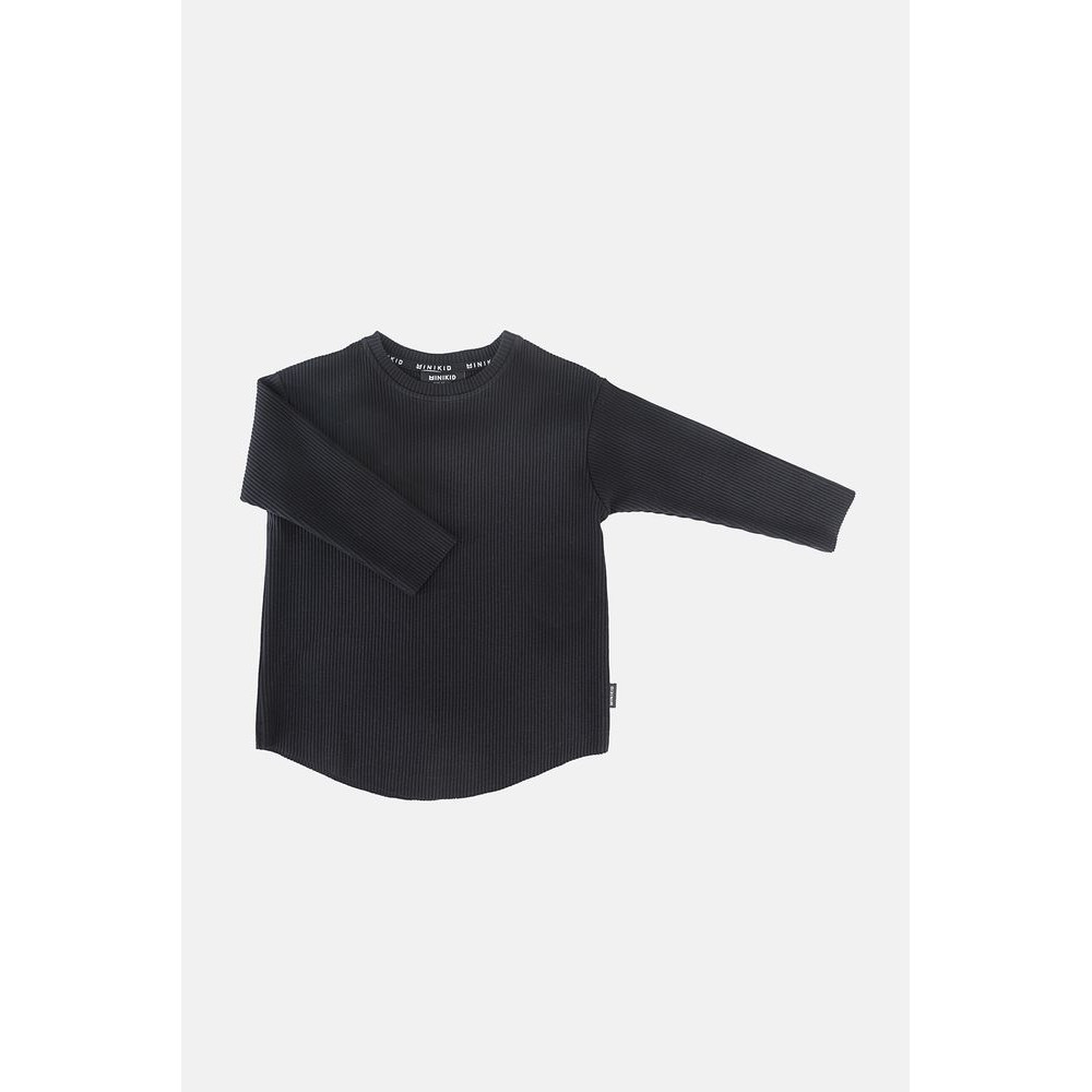 Longsleeve Prążkowany Czarny